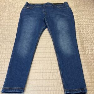 Coco + Carmen WOMENS SIZE XL High Rise Blue Jeans FAKE FRONT POCKETS PULL ON